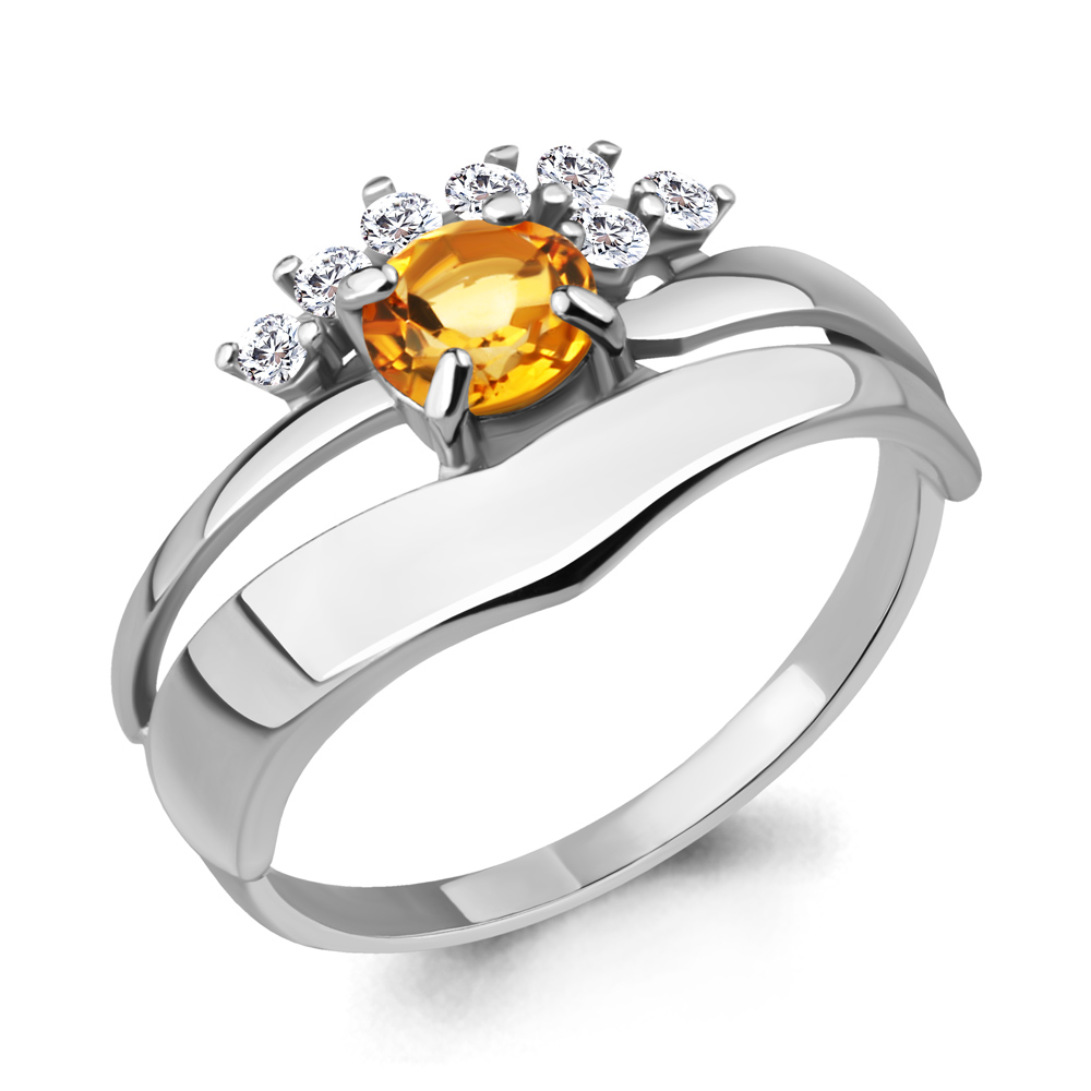 

Кольцо из серебра с цитрином\фианитом Aquamarine Aquamarine 6582306А_925_р р. 18,5, 6582306А_925_р