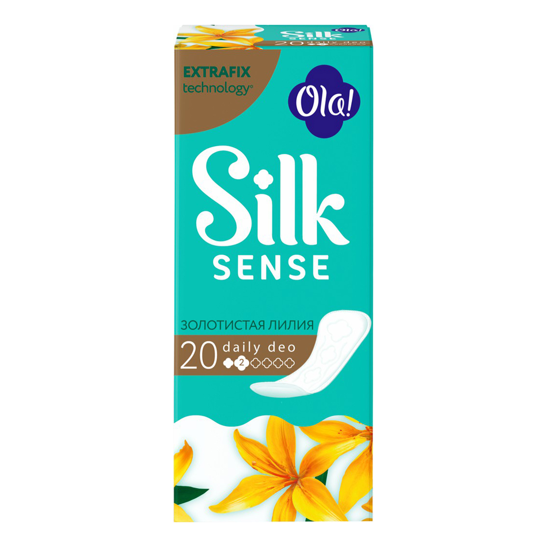 

Прокладки Ola! Silk Sense Daily Deo ежедневные, золотистая лилия, 20 шт., Белый