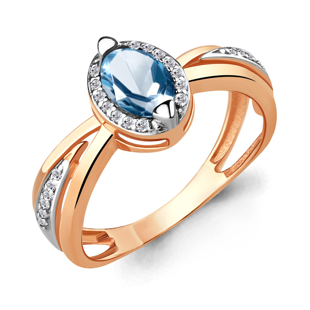 

Кольцо из серебра с топазом\фианитом Aquamarine Aquamarine 6578205А_925_з р, 6578205А_925_з