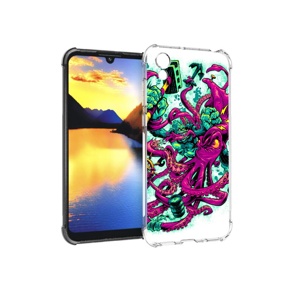 

Чехол MyPads Tocco для Huawei Y5 фиолетовый кракен, Прозрачный, Tocco