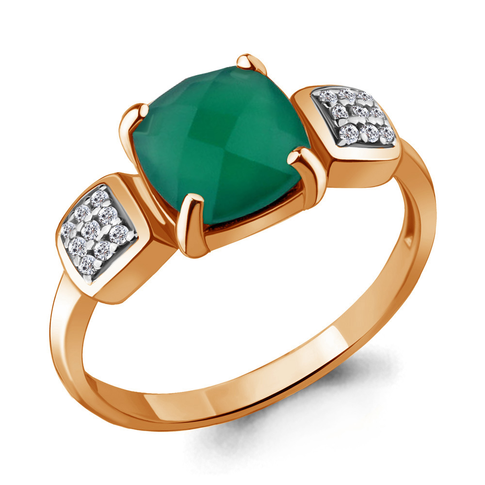 

Кольцо из серебра с агатом\фианитом Aquamarine Aquamarine 6577309А_925_з р, 6577309А_925_з