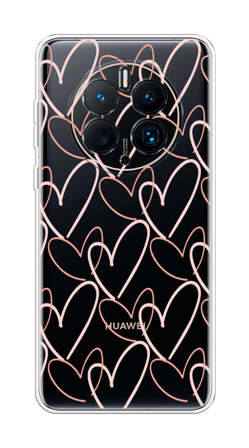 

Чехол на Huawei Mate 50 Pro "Узор из сердечек", Розовый;бежевый, 6109950-6