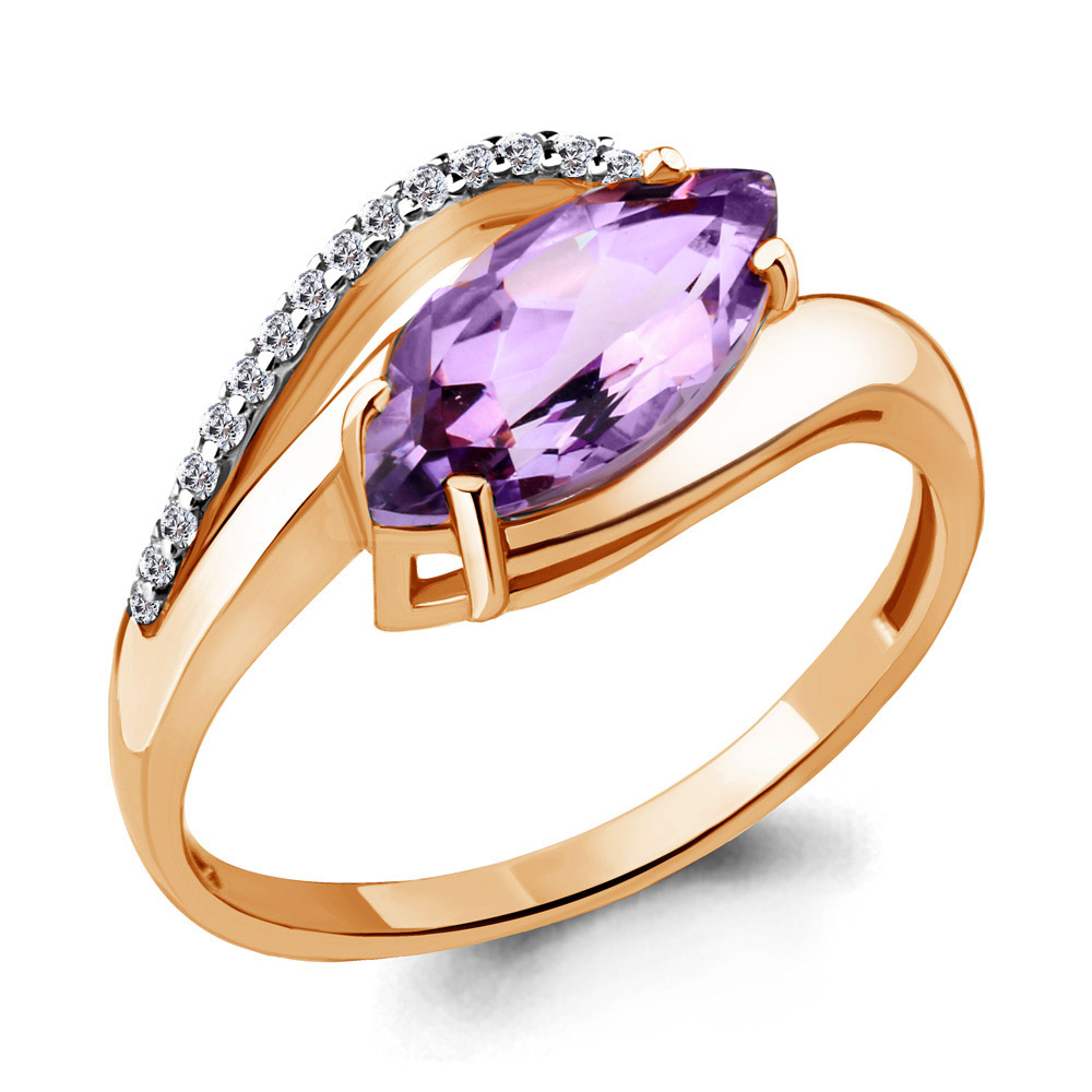 

Кольцо из серебра с аметистом\фианитом Aquamarine Aquamarine 6575804А_925_з р, 6575804А_925_з