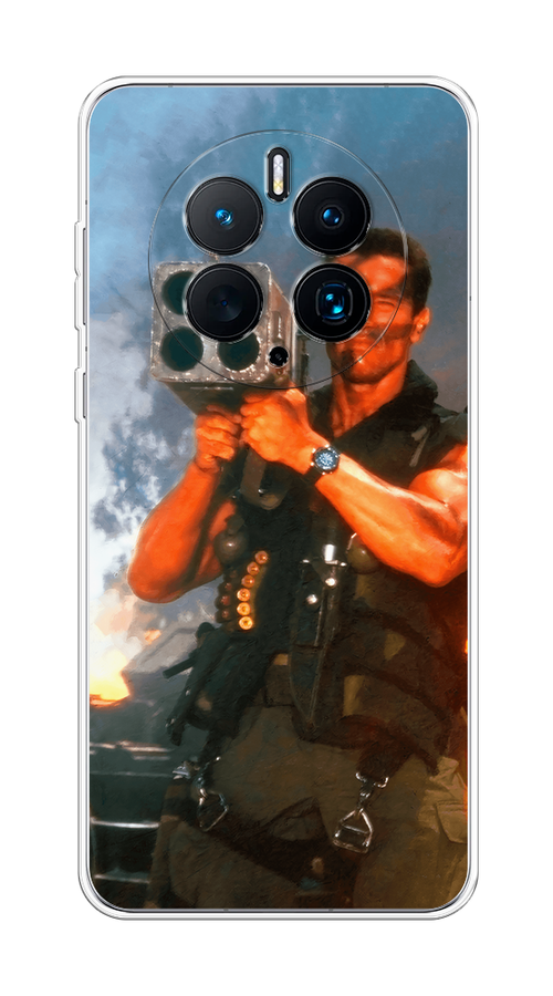 

Чехол на Huawei Mate 50 Pro "Арнольд Шварцнеггер с базукой", Голубой;коричневый, 6109950-6