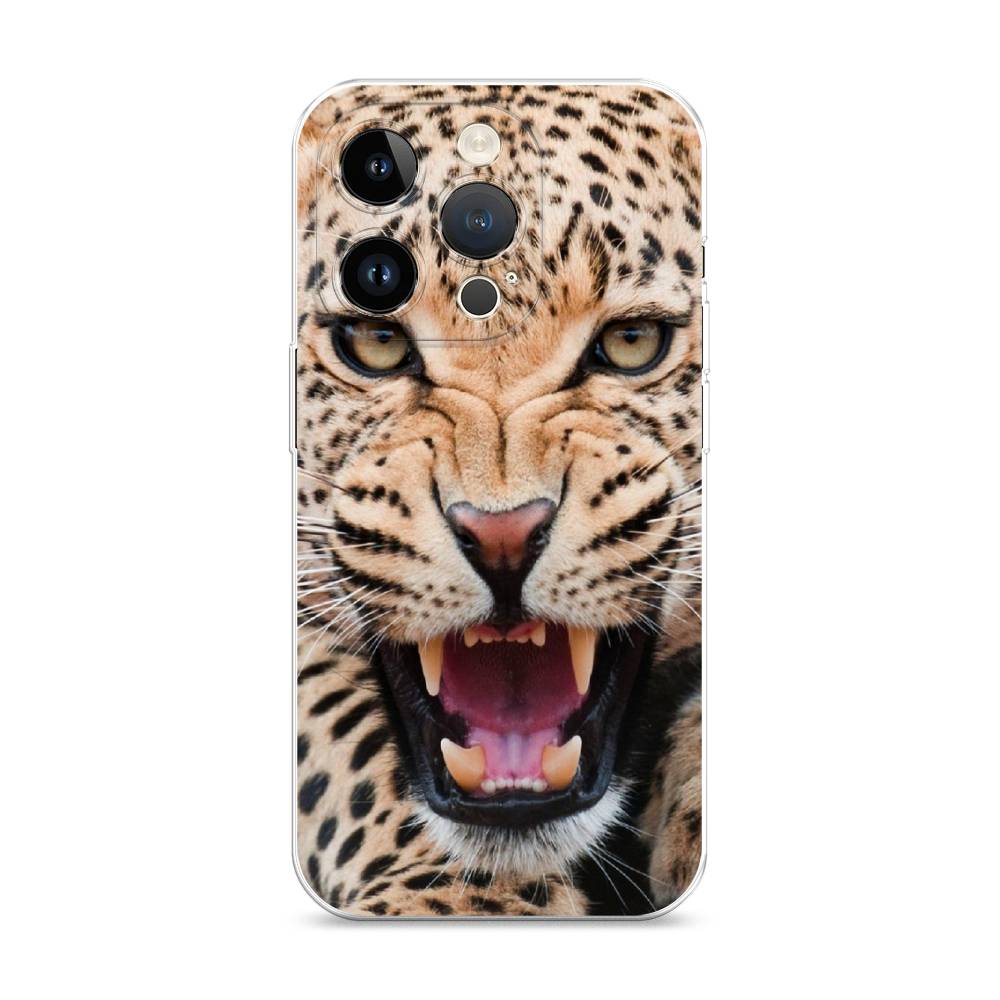 

Чехол для Apple iPhone 14 Pro "Леопард 3d", Бежевый;черный, 15250-6