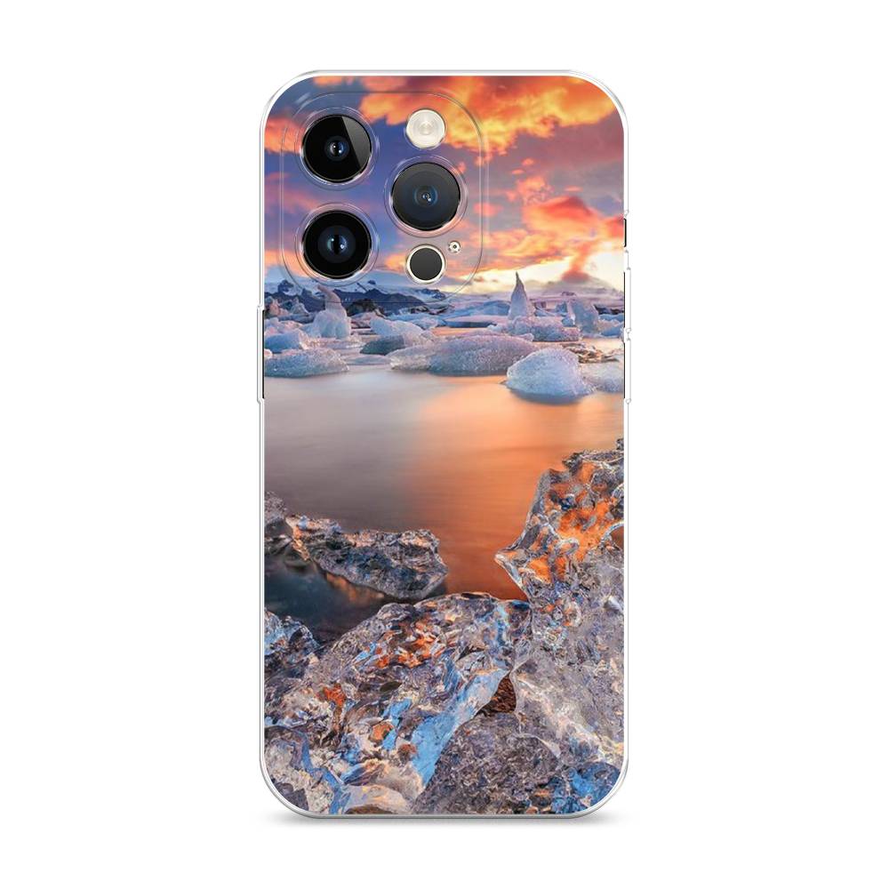 

Чехол на Apple iPhone 14 Pro "Ледники", Синий;оранжевый, 15250-2