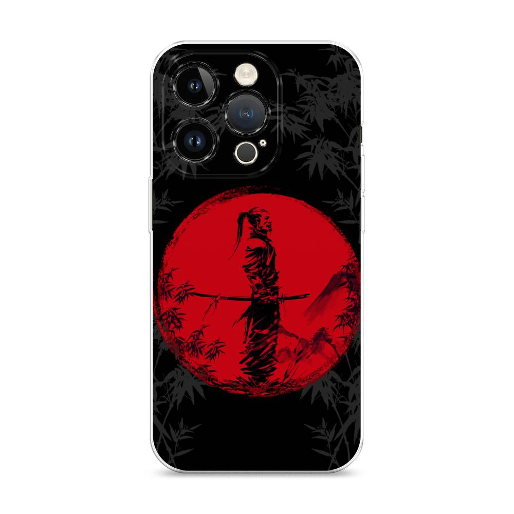 

Чехол на Apple iPhone 14 Pro "Самурай на красном фоне", Черный;красный;серый, 15250-4