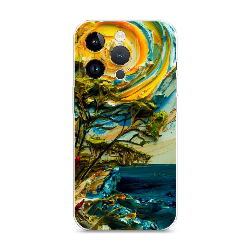 

Чехол на Apple iPhone 14 Pro "Солнце живопись", Желтый;синий, 15250-4