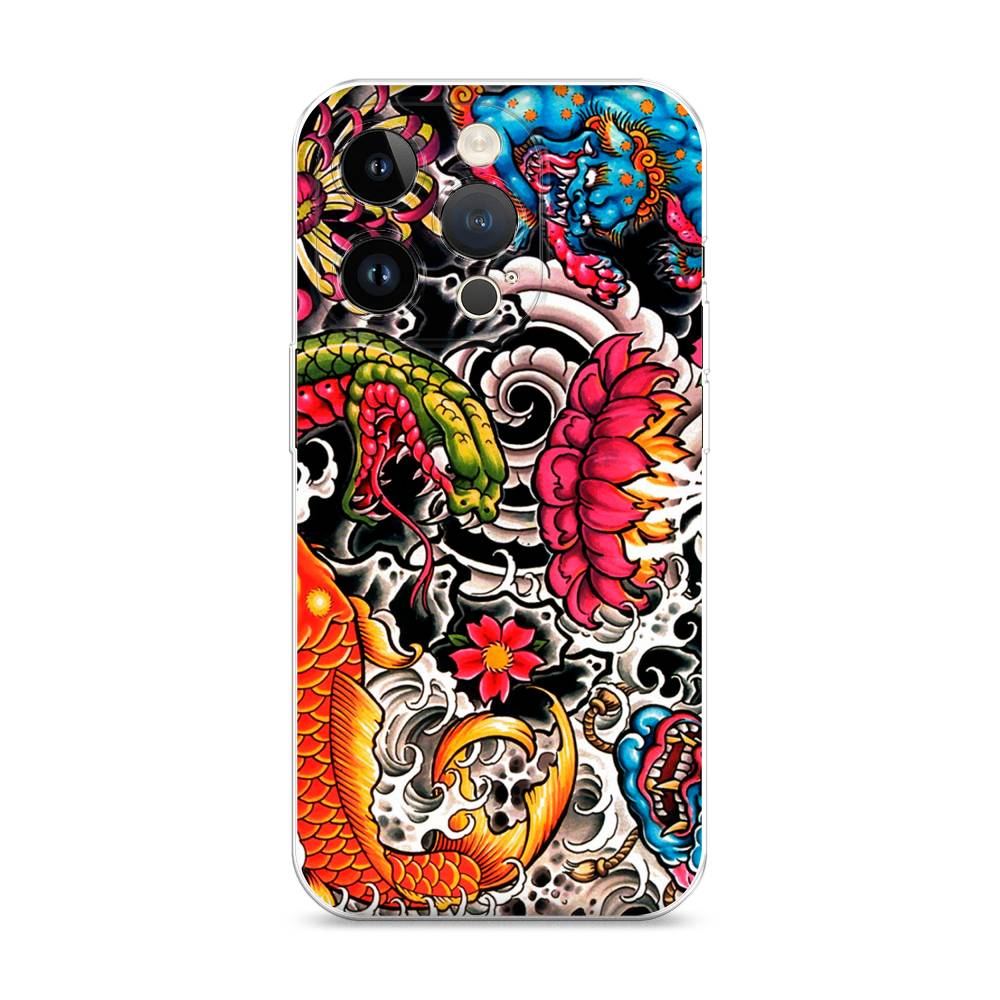 

Чехол на Apple iPhone 14 Pro "Японское искусство", Красный;оранжевый;голубой, 15250-4