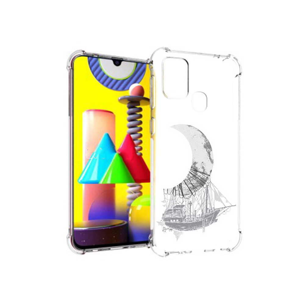 

Чехол MyPads Tocco для Samsung Galaxy M31 черно белый корабль полумесяц (PT147019.488.684), Прозрачный, Tocco