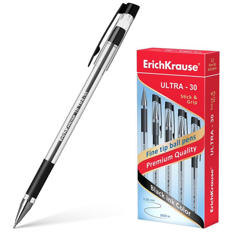 

Ручка шариковая Erich Krause Ultra-30 035мм черный цвет чернил масляная основа 12шт 19614