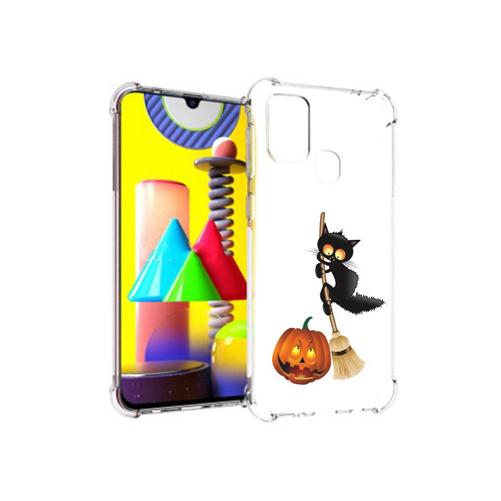 

Чехол MyPads Tocco для Samsung Galaxy M31 хэлуинский котик (PT147019.488.667), Прозрачный, Tocco