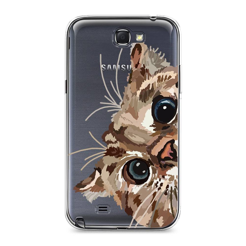 

Чехол на Samsung Galaxy Note 2 "Любопытный кот", Коричневый;синий;черный, 23250-1