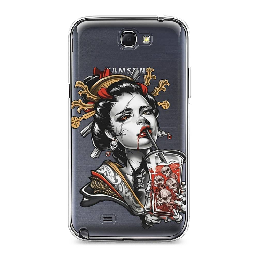 

Чехол на Samsung Galaxy Note 2 "Опасная гейша", Красный;черный;серый, 23250-4