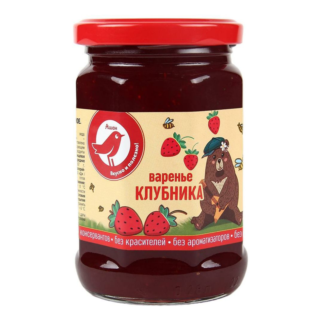 Варенье АШАН Красная птица клубничное, 380 г