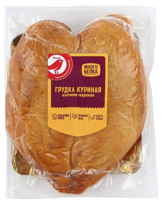 Грудка цыпленка-бройлера варено-копченая АШАН Красная птица вес 280₽