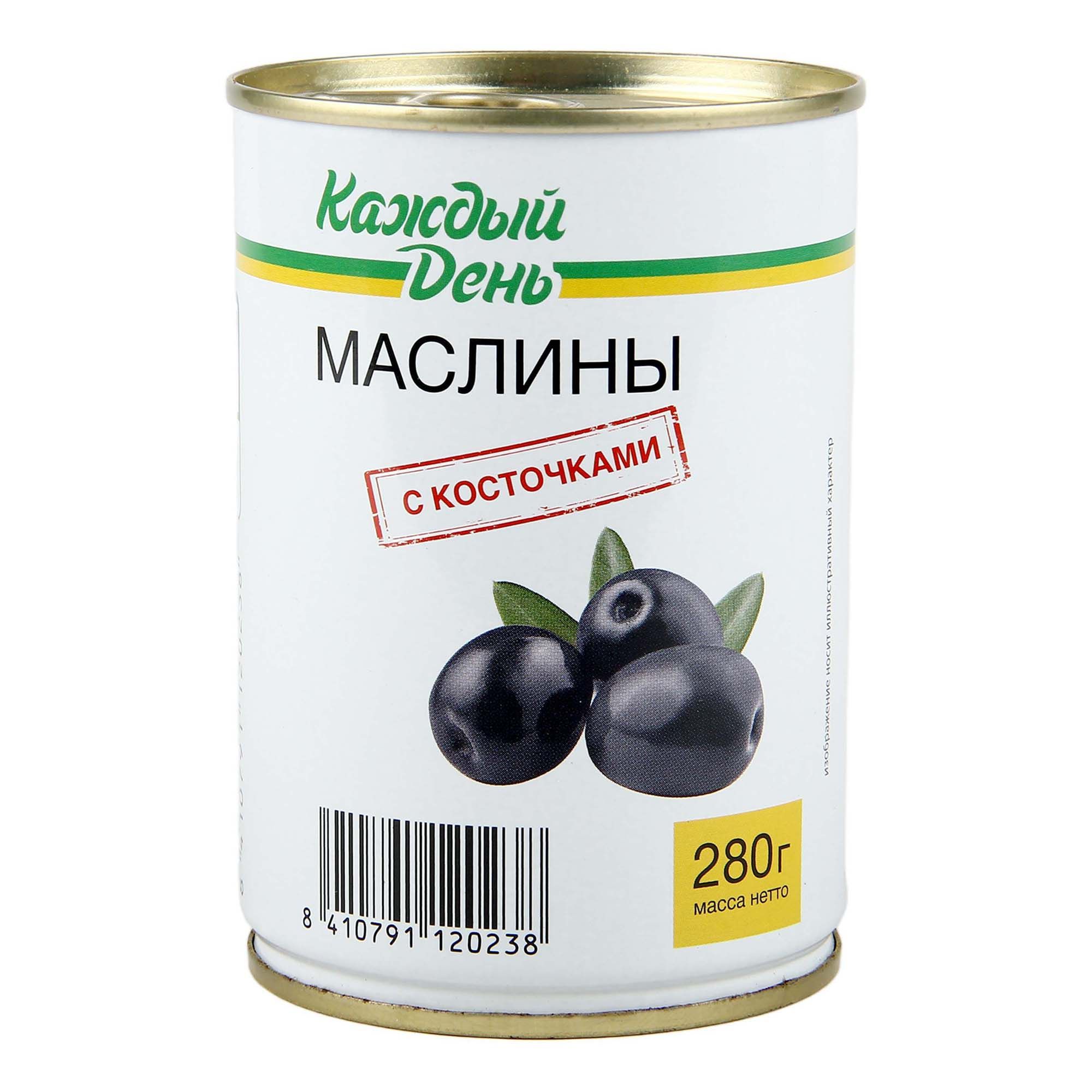 

Маслины Каждый День черные с косточками 280 г
