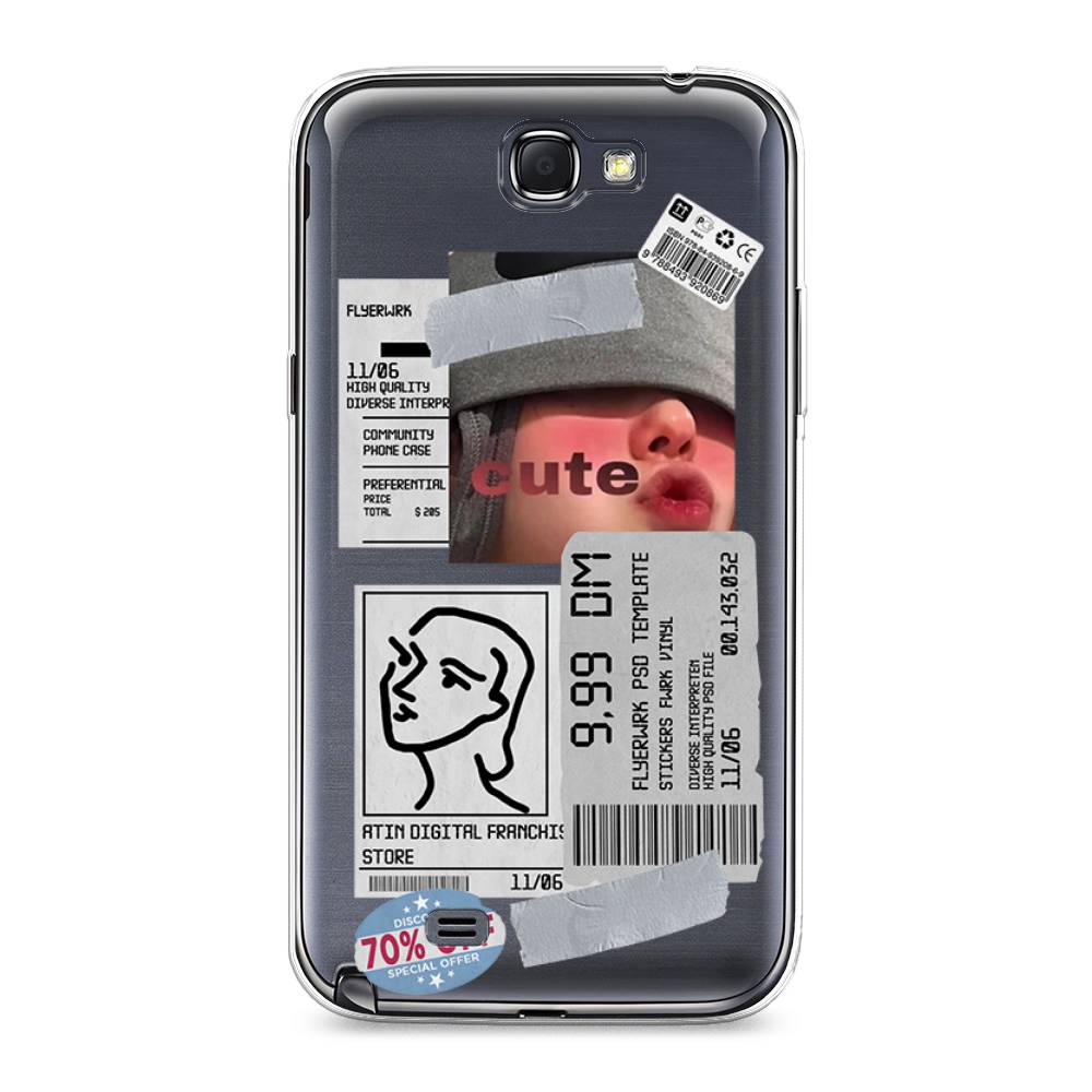 

Чехол на Samsung Galaxy Note 2 "Cute girl collage", Розовый;серый;голубой, 23250-6