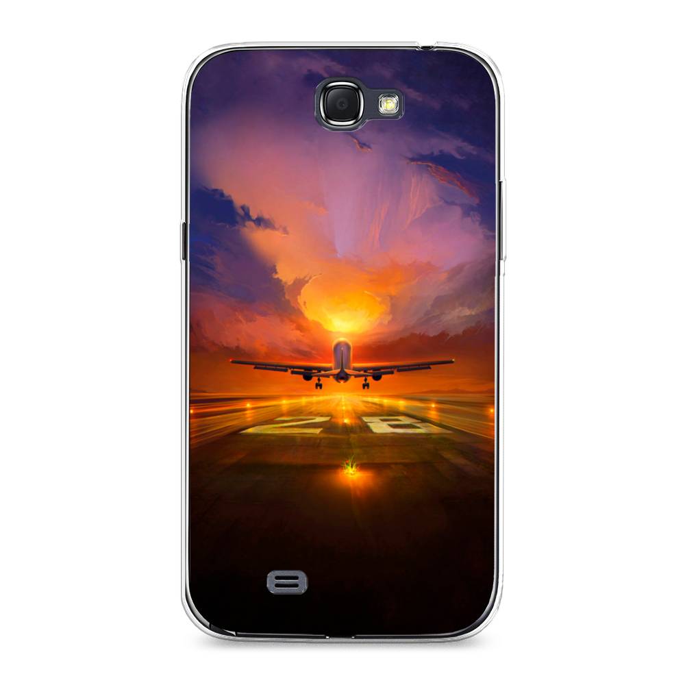 

Чехол на Samsung Galaxy Note 2 "Самолет на посадке", Оранжевый;синий, 23250-6