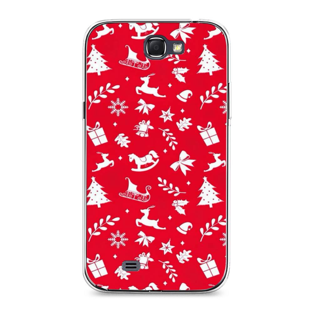 

Чехол на Samsung Galaxy Note 2 "Красный новогодний фон", Красный;белый, 23250-5