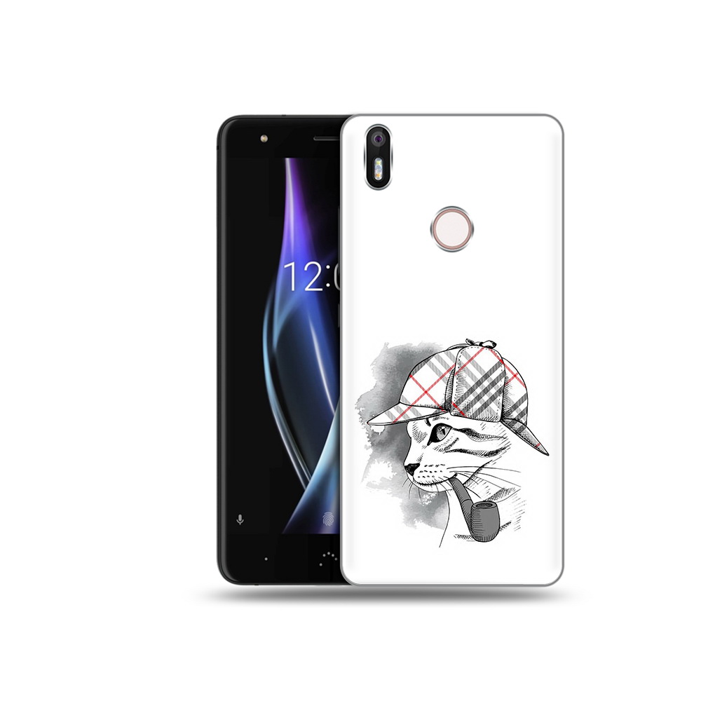 Чехол MyPads Tocco для BQ Aquaris X кошка с трубкой