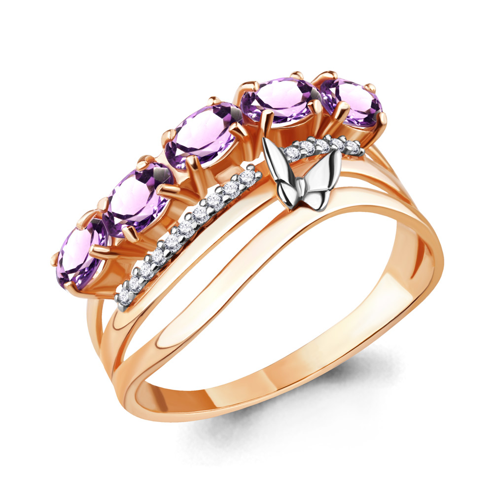 

Кольцо из серебра с аметистом\фианитом Aquamarine Aquamarine 6571604А_925_з р, 6571604А_925_з