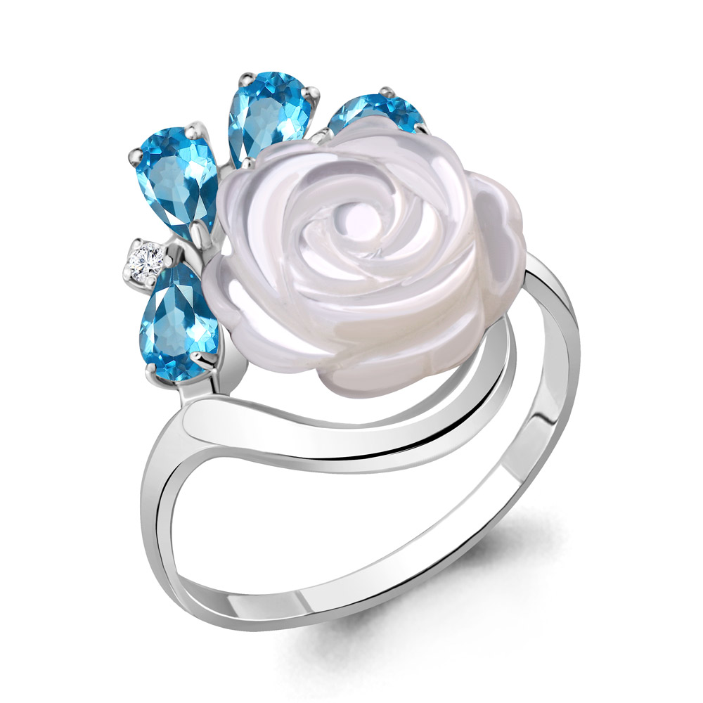 

Кольцо из серебра с топазом\фианитом Aquamarine Aquamarine 6571205А_925_р р, 6571205А_925_р