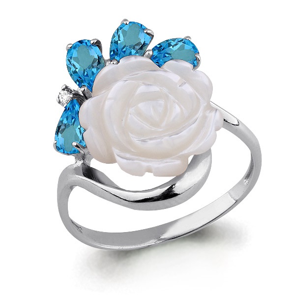 

Кольцо из серебра с топазом\фианитом Aquamarine Aquamarine 6571205_925_р р, 6571205_925_р
