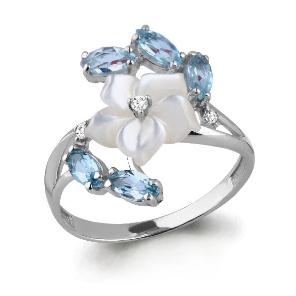 

Кольцо из серебра с топазом\фианитом Aquamarine Aquamarine 6571105_925_р р, 6571105_925_р