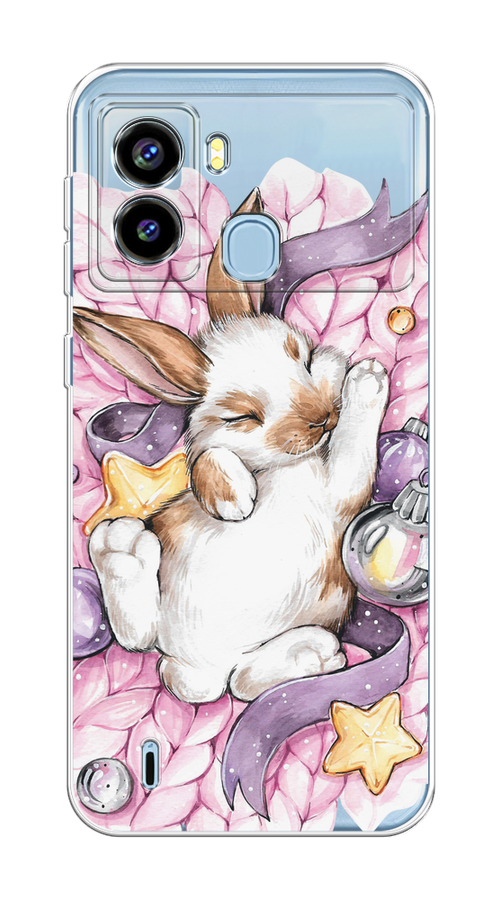 

Чехол на Tecno Pop 6 "Кролик спит", Розовый;белый, 302050-5
