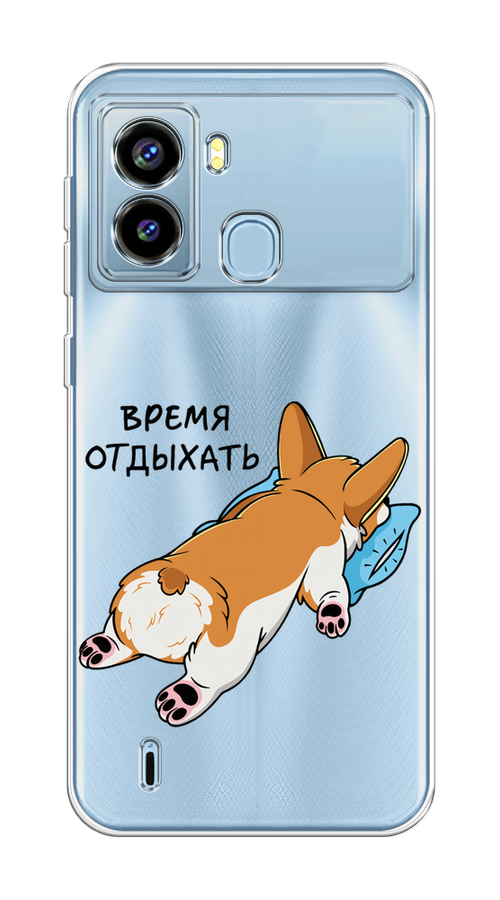 

Чехол на Tecno Pop 6 "Корги отдыхает", Черный;коричневый;голубой, 302050-1