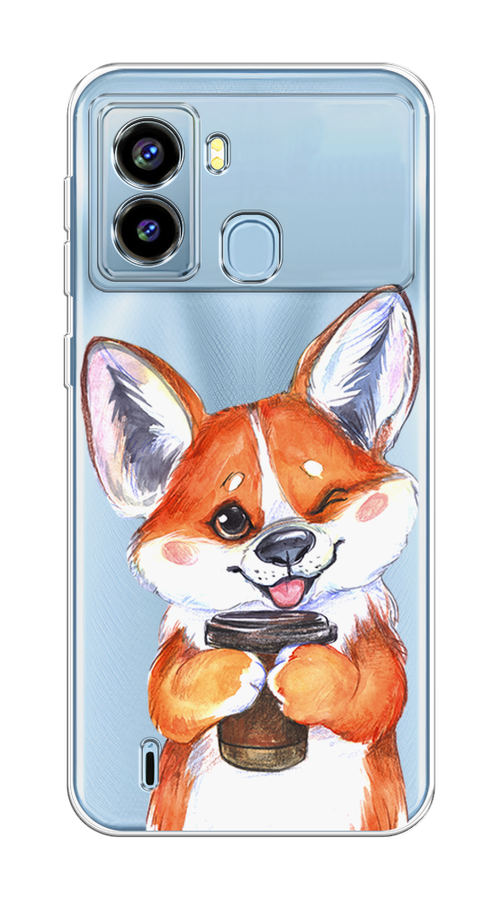 

Чехол на Tecno Pop 6 "Корги с кофе", Оранжевый;белый, 302050-4