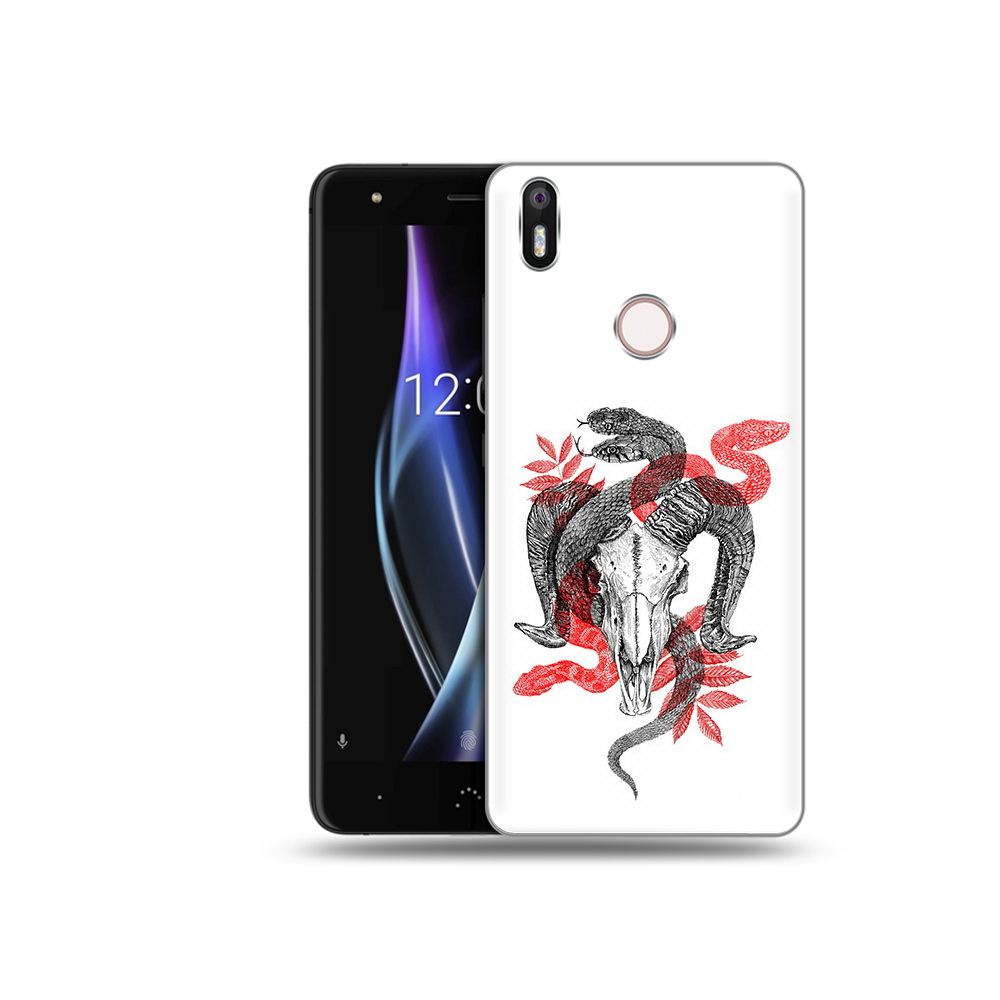 

Чехол MyPads Tocco для BQ Aquaris X змея в черепе рисунок, Прозрачный, Tocco