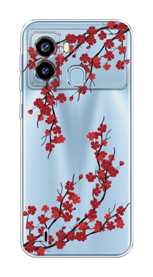 

Чехол на Tecno Pop 6 "Красная сакура", Красный;черный, 302050-2
