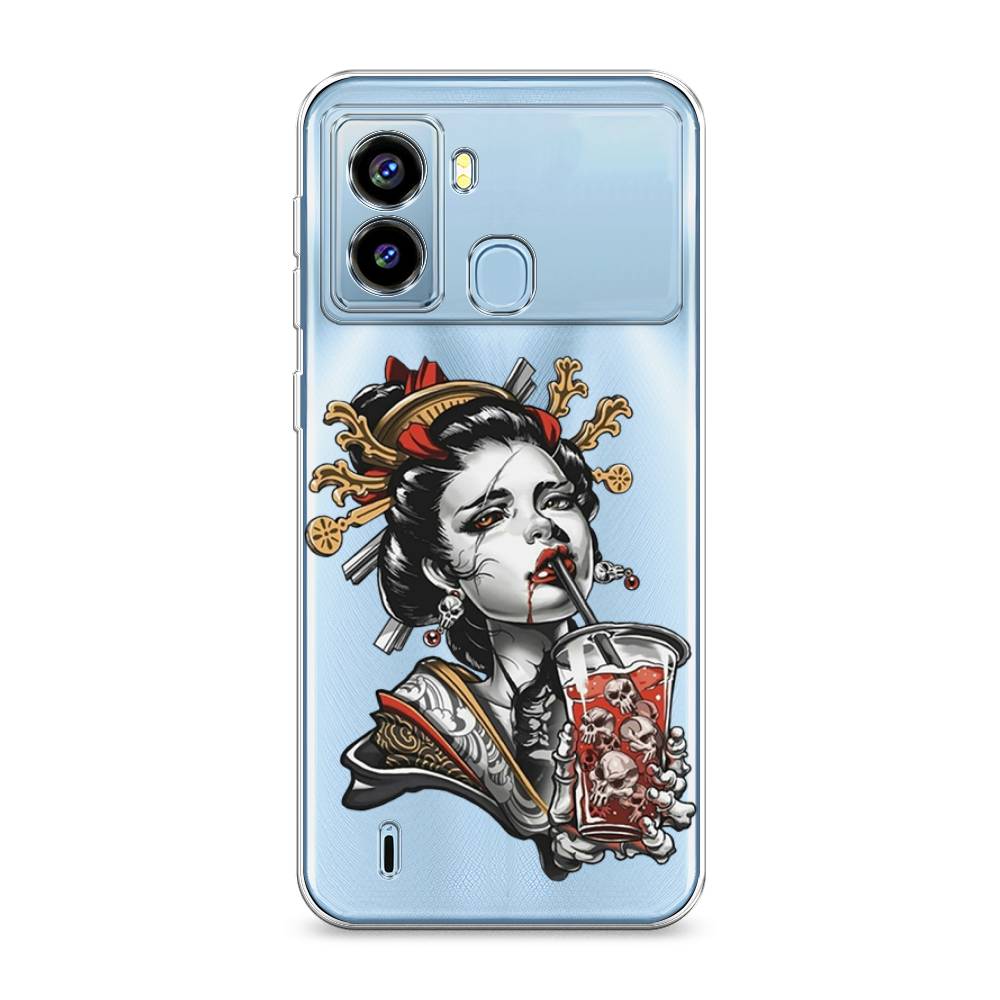 

Чехол на Tecno Pop 6 "Опасная гейша", Красный;черный;серый, 302050-4