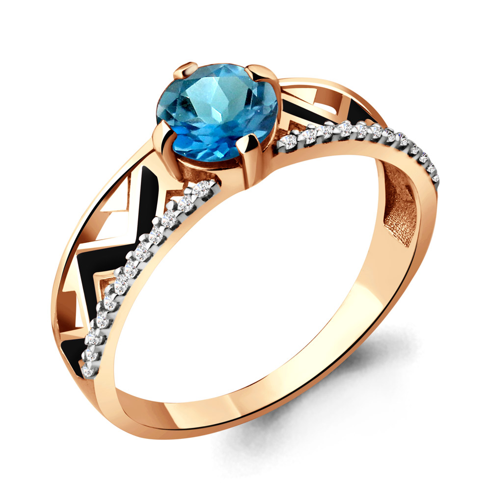 

Кольцо из серебра с топазом\фианитом\эмалью Aquamarine Aquamarine 6564908А_925_з р. 17, 6564908А_925_з