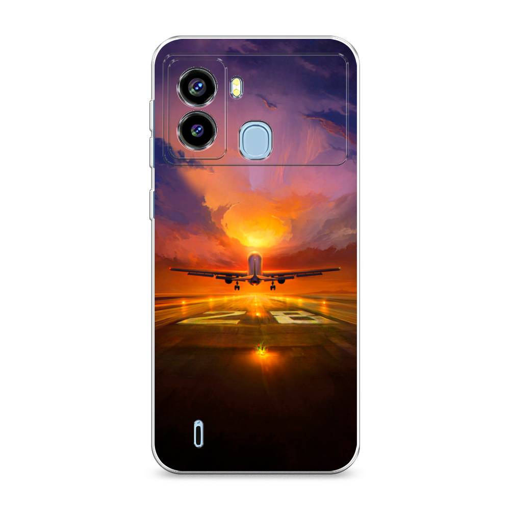 

Чехол на Tecno Pop 6 "Самолет на посадке", Оранжевый;синий, 302050-6