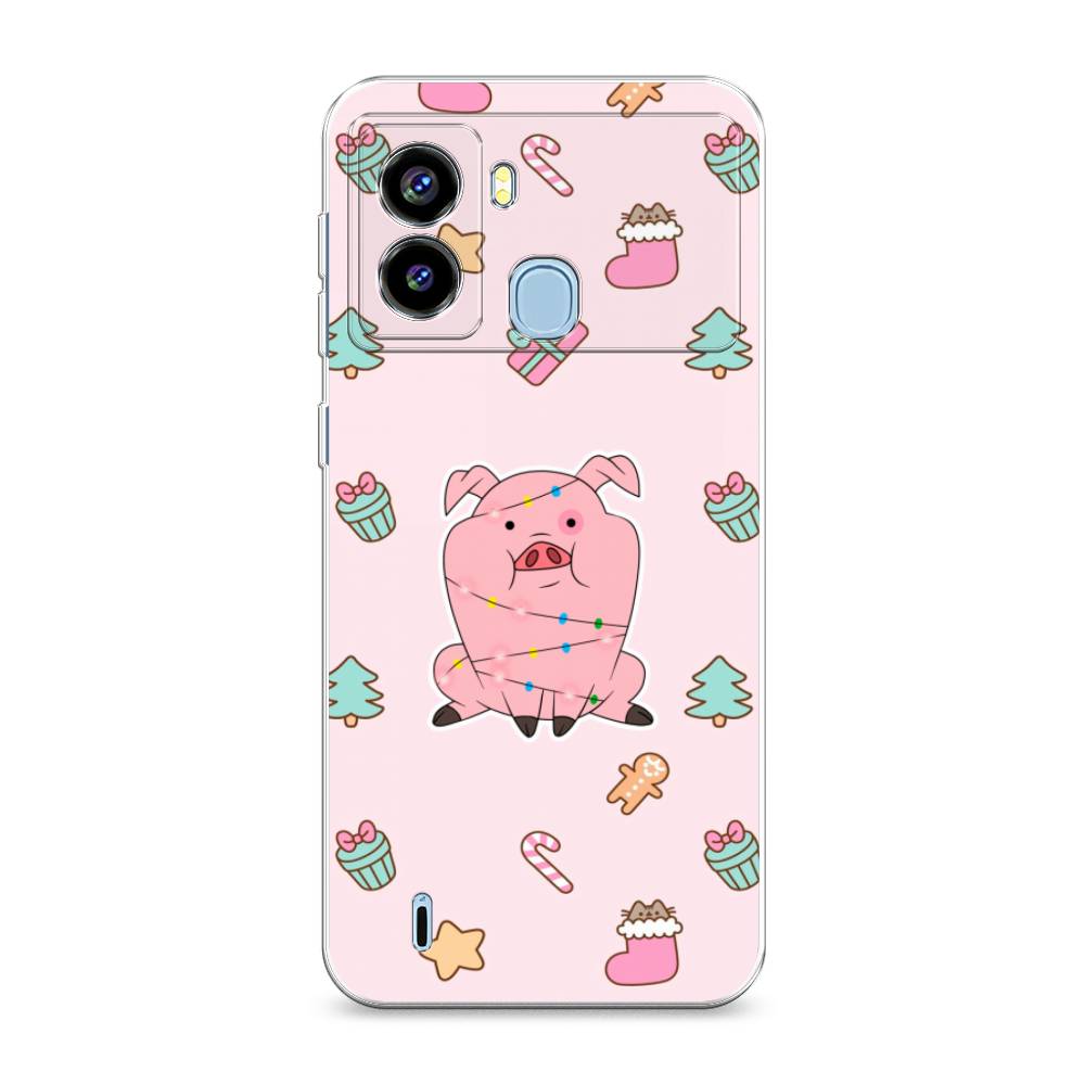 

Чехол на Tecno Pop 6 "Розовая свинка", Розовый;зеленый, 302050-5
