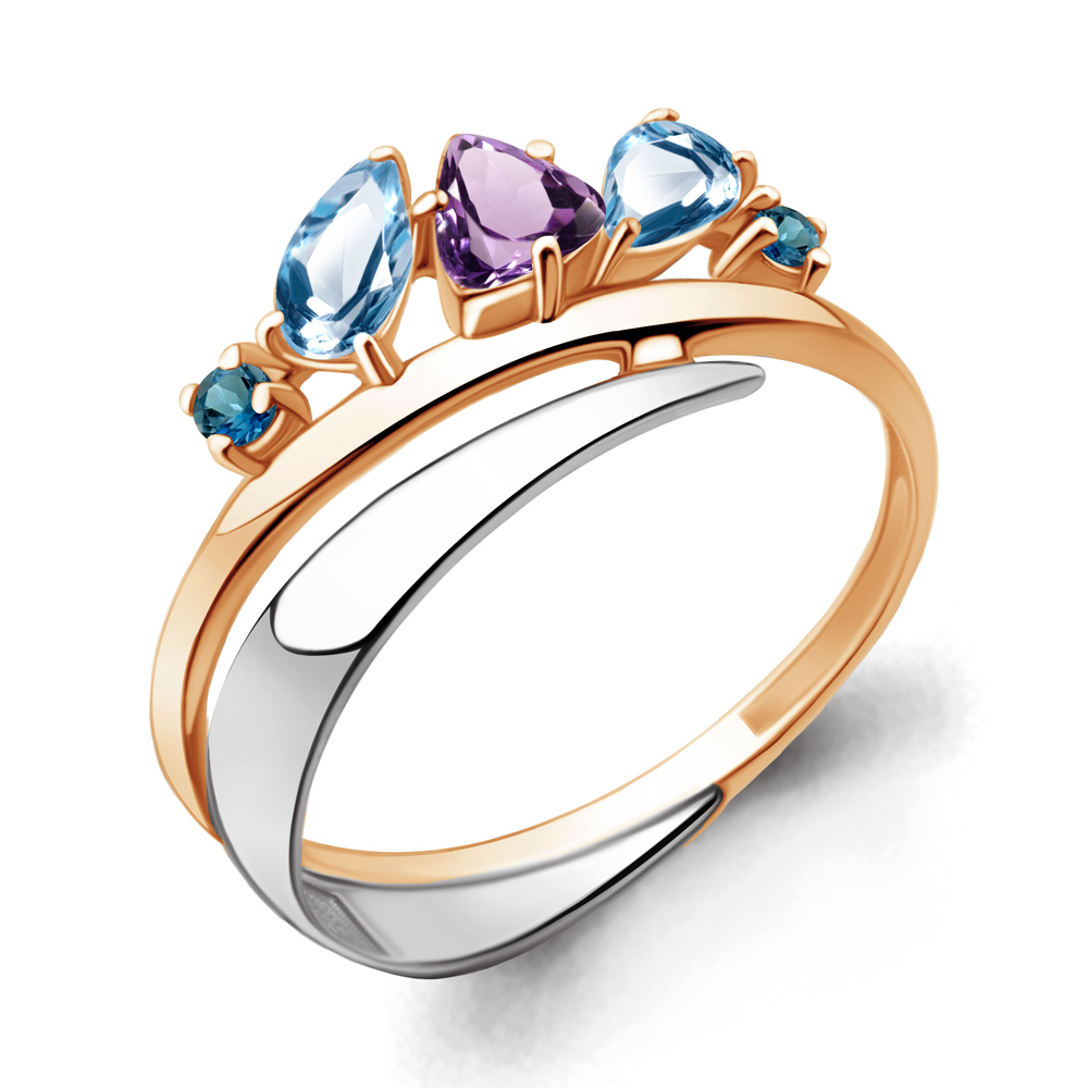 

Кольцо из красного золота с топазом\аметистом Aquamarine Aquamarine 6563942_585_кз р, 6563942_585_кз
