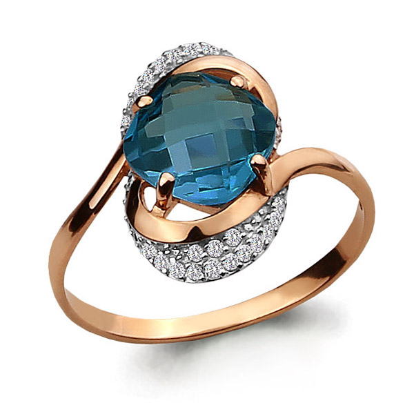 

Кольцо из красного золота с топазом\фианитом Aquamarine Aquamarine 6561108_585_кз р. 18,5, 6561108_585_кз