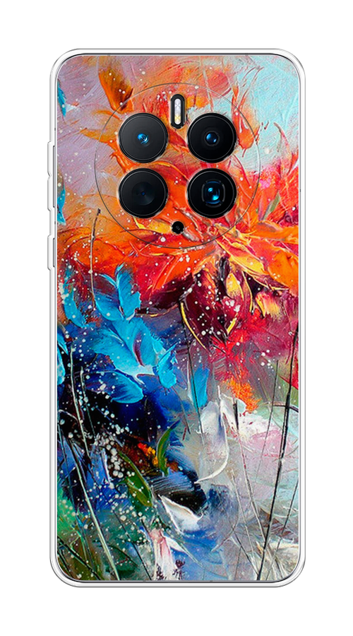 

Чехол на Huawei Mate 50 Pro "Абстрактные цветы", Оранжевый;синий, 6109950-4