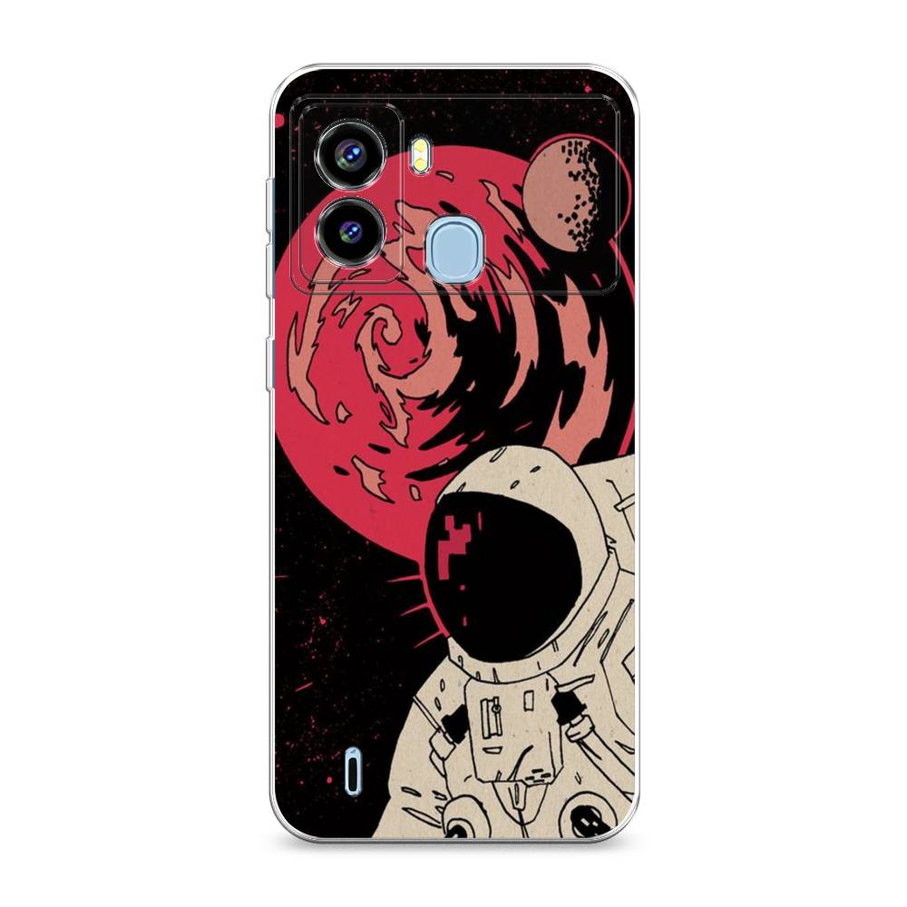 

Чехол на Tecno Pop 6 "Космонавт возле Марса", Черный;красный, 302050-2