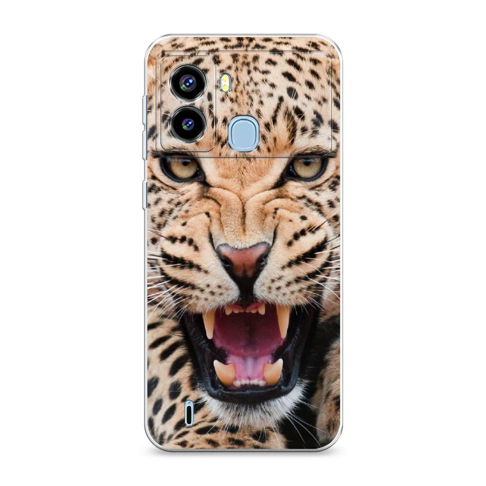 

Чехол на Tecno Pop 6 "Леопард 3d", Бежевый;черный, 302050-6