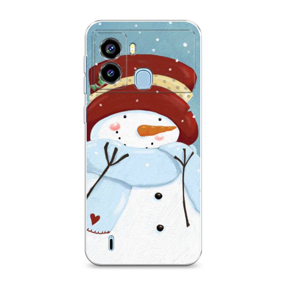 

Чехол на Tecno Pop 6 "Застенчивый снеговик", Голубой;белый;красный, 302050-5
