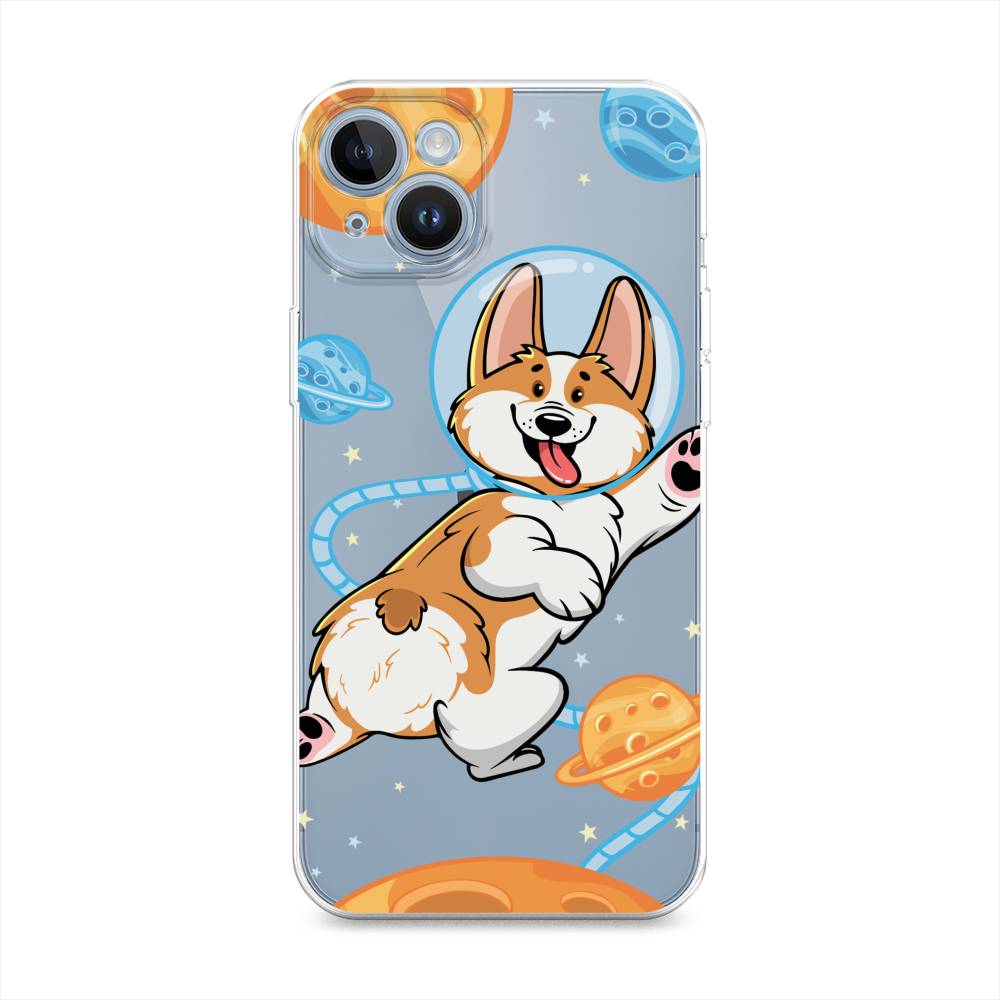 

Чехол на Apple iPhone 14 "Корги-космонавт", Голубой;бежевый;белый, 15150-1
