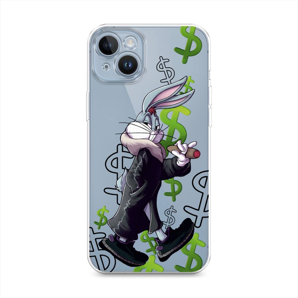 

Чехол на Apple iPhone 14 "Rich Bugs Bunny", Зеленый;черный;голубой, 15150-6