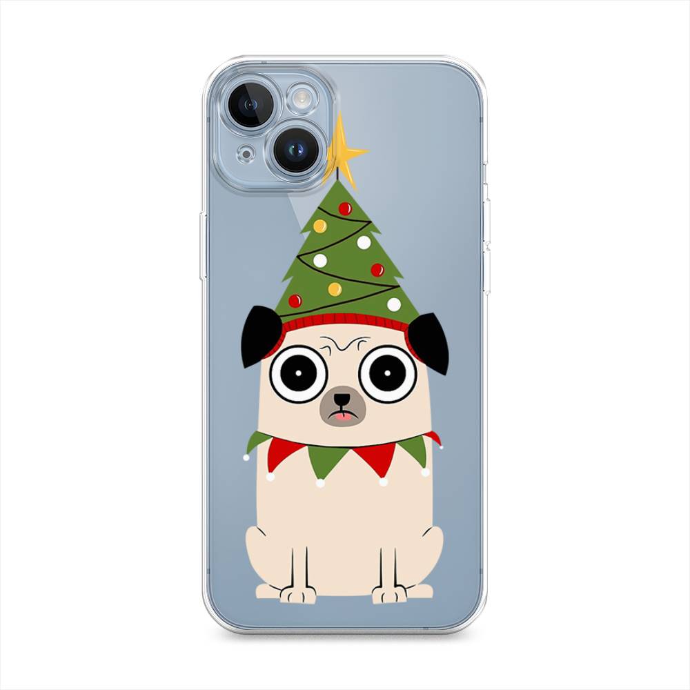 

Чехол для Apple iPhone 14 "Собачка с ёлочкой", Бежевый;красный;зеленый, 15150-1