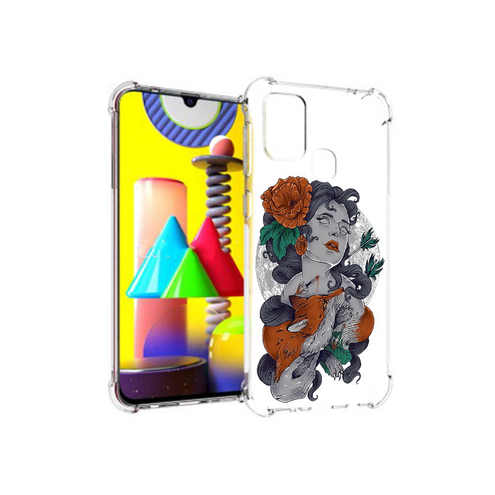 

Чехол MyPads Tocco для Samsung Galaxy M31 темная девушка с лисой (PT147019.488.639), Прозрачный, Tocco