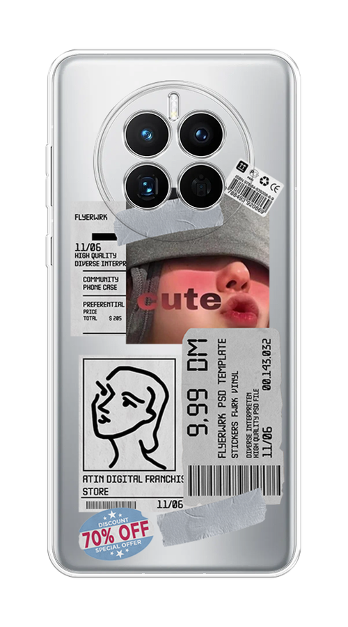 

Чехол на Huawei Mate 50 "Cute girl collage", Розовый;серый;голубой, 6109850-6