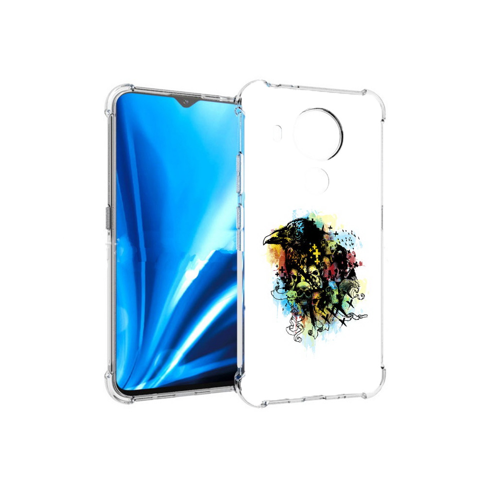 

Чехол MyPads Tocco для Nokia 5.4 ворон и черепа (PT156621.100.273), Прозрачный, Tocco